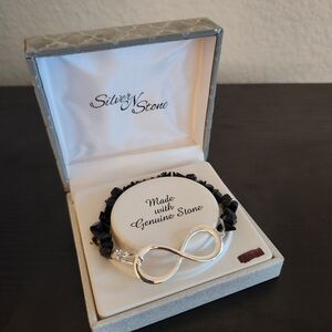 Kohl's Silver N Stone Infinity Stretch Bracelet with Black Beads & Silver Accent